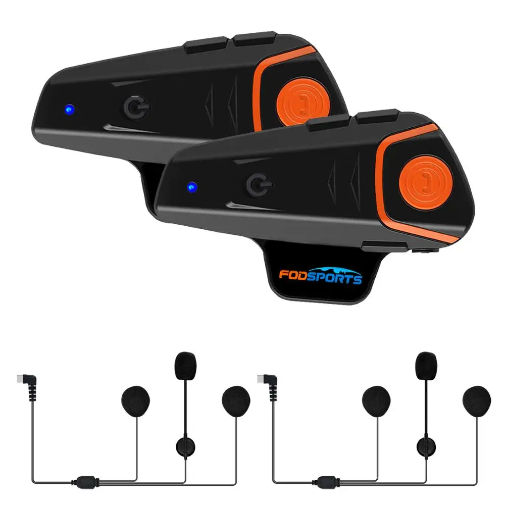 Fodsports BT-S2 Pro moto rcycle Интерком 1000 м Мото шлем гарнитура Водонепроницаемый IPX6 BT Interphone FM интерфейс тип-c - Цвет: 2 hard microphone