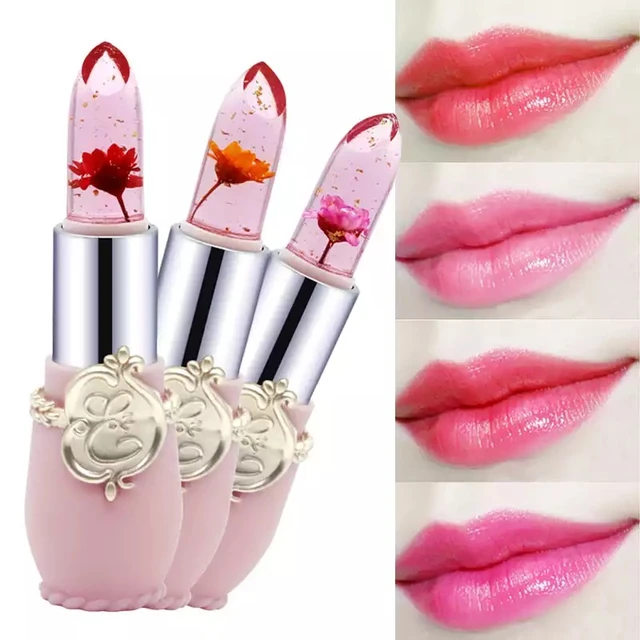Rouge à lèvres Transparent, fleur brillante, gelée de cristal, hydratant,  longue durée, beauté des lèvres, changement de couleur, température -  AliExpress