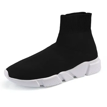 

New Sneakers Women Men Knit Upper Breathable Sport Shoes Sock Boots Woman Chunky Shoes High Top Running Shoes For Men Women