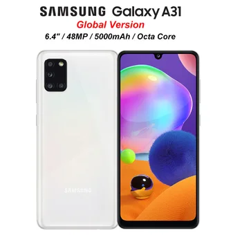 Перейти на Алиэкспресс и купить Мобильный телефон Samsung Galaxy A31 A315F/DS, глобальная версия, 4 Гб ОЗУ 128 Гб ПЗУ, восемь ядер, 6,4 дюйма, 1080x2400, 5000 мАч, 4 камеры, NFC, Android 10