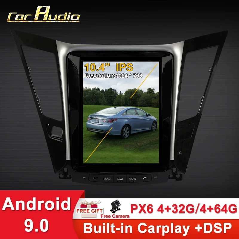Автомагнитола 10 4 дюймов IPS Android 9 0 для Hyundai Sonata 2012-2014 вертикальный сенсорный экран