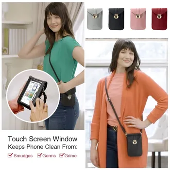 

Cartoon Mobile Phone Bag With Back Side Clear Touching Screen Leather Bag Torebka Damska Purses And Handbags Bolsa Feminina