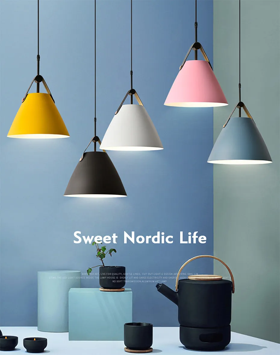 Nordic Pendant Lights Aluminum Pendant Lamp Loft Modern Hanging Kitchen Fixtures Lamp Living Room Bedroom Restaraunt Cafe Lights