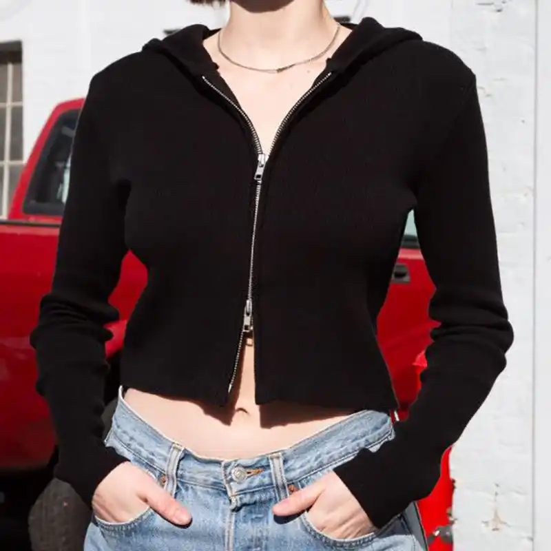 zip up crop cardigan