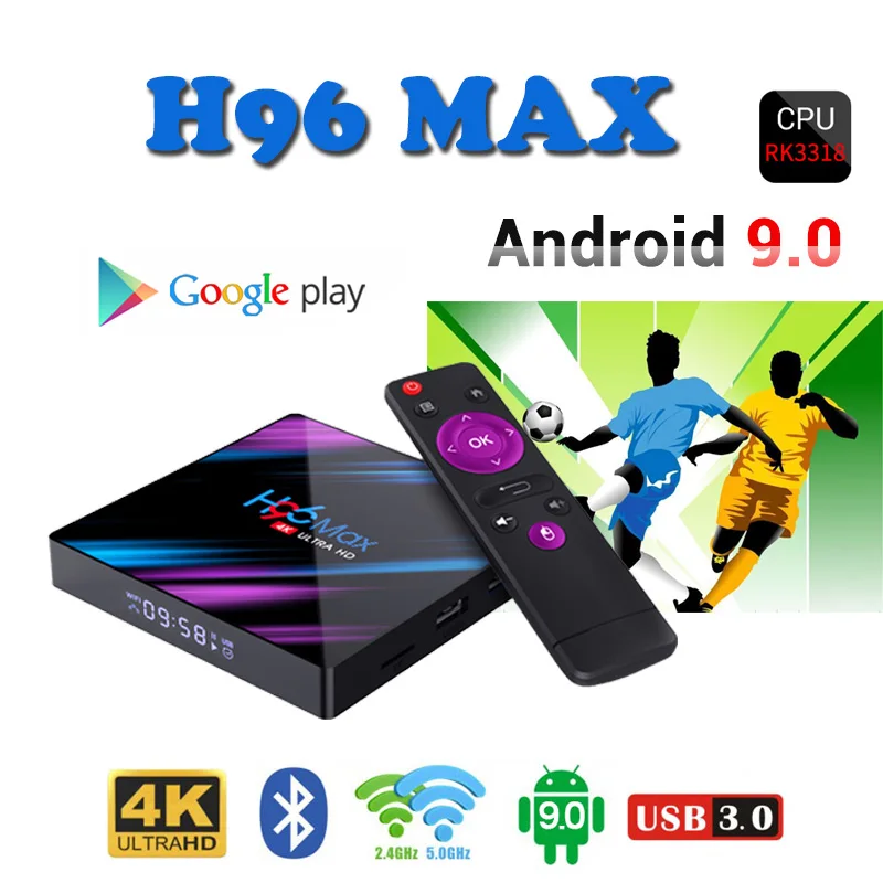 

2019 best stable Media-Player Smart-Tv-Box Netflix Youtube H96MAX Max-Rk3318 android tv box 2.4/5.0G WiFi H.265 tv set top box