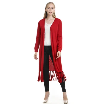

Women Tassel Cardigan Sweaters Autumn Lady Solid Long Sleeve Soft Sweaters Femme Warm Soft Sweaters Robe Femme