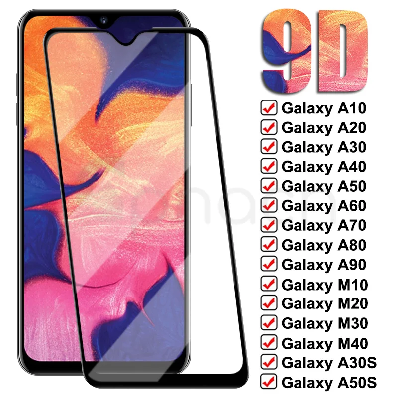 Защитное стекло 9D для Samsung Galaxy M10 M20 M30 M40 A10 A20 A30 A40 A50 A60 A70 A80 A90 закаленное | Мобильные