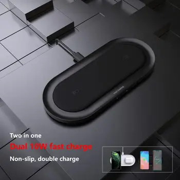 

Fast 2in1 Dual Wireless Charger Pad For Airpods Pro For Iphone X Xr Xs 11 Pro Max For Samsung S10 For Xiaomi Double 10W Charging