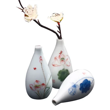 

Hand Painted White Ceramic Flower Vase Creative Ceramic Hydroponic Device Mini Desktop Ornament Home Decoration Accessories