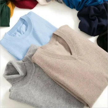 

Men's Warm Crewneck Cashmere Sweater V-neck Pullovers Knitted Sweater Turtleneck