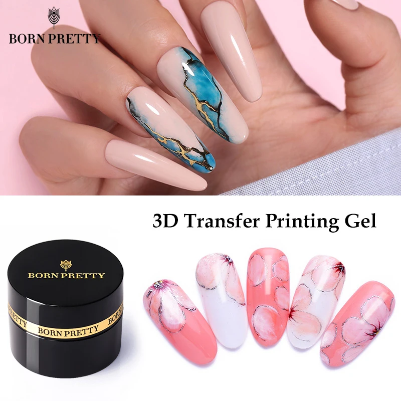 BORN PRETTY 3D переводной Печатный гель 5 мл Блестящий фольга клей отмачиваемый лак для