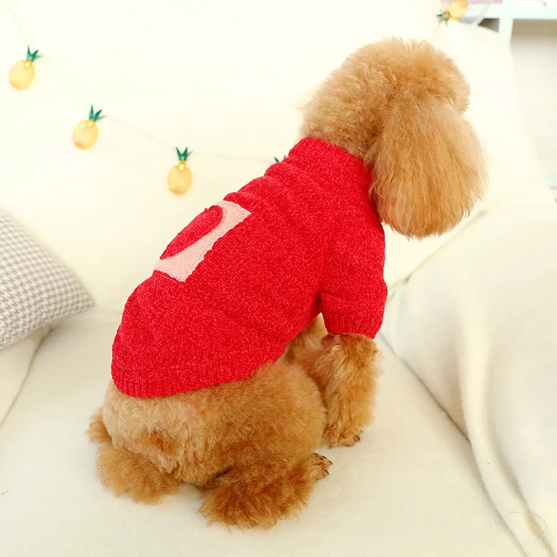 Свитер для собак плюшевый Рождественский красный джемпер для домашних животных Одежда для маленьких кошек собаки XS S M L XL