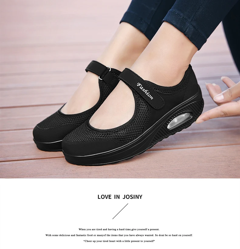STS Brand 2019 New Fashion Women Sneakers Casual Air Cushion Hook & Loop Loafers Flat Shoes Women Breathable Mesh Mother's Shoes (10)