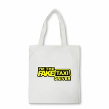 

Fake Taxi Shopper bag Men Letter Print Funny canvas bag Original Design Shoulder Bag Eco Handbag Tote bags anime shopper