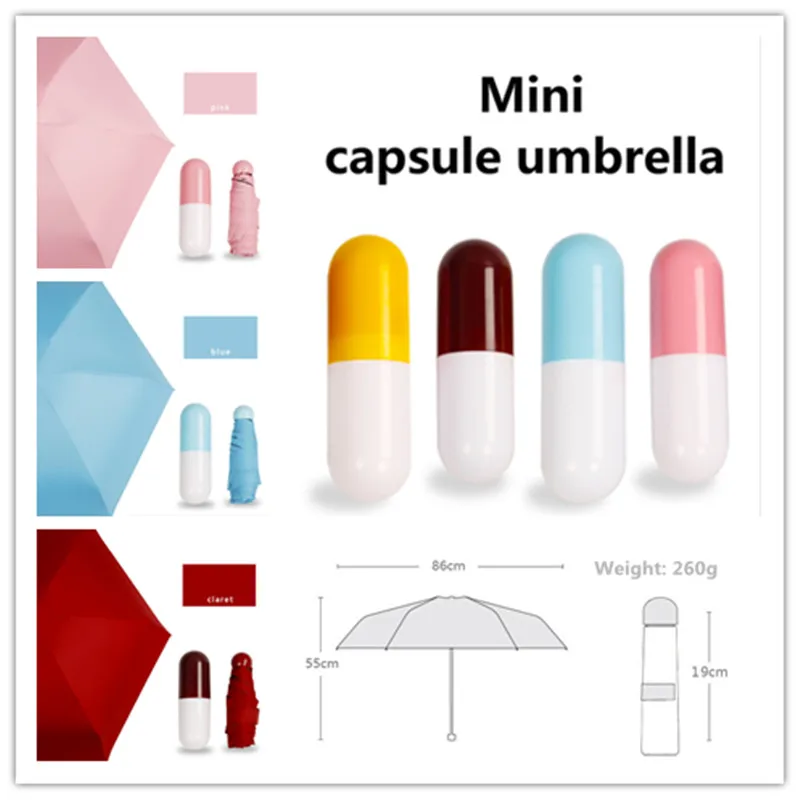 

Mini Capsule Umbrella Anti-UV Protection Umbrellas Windproof Folding Umbrellas Rain Pocket Umbrella for Women&Children