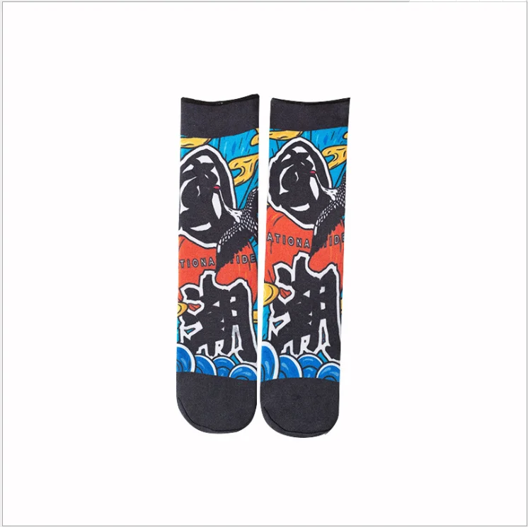 Autumn and winter new 3D printing Guochao face snow socks with Chinese style Christmas socks thickened tide socks