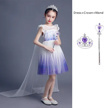 

Summer Princess Elsa Dress Up Clothes for Girls Sleeveless Lace Printed Elegant Party Costume Children Birthday Fancy Outfits