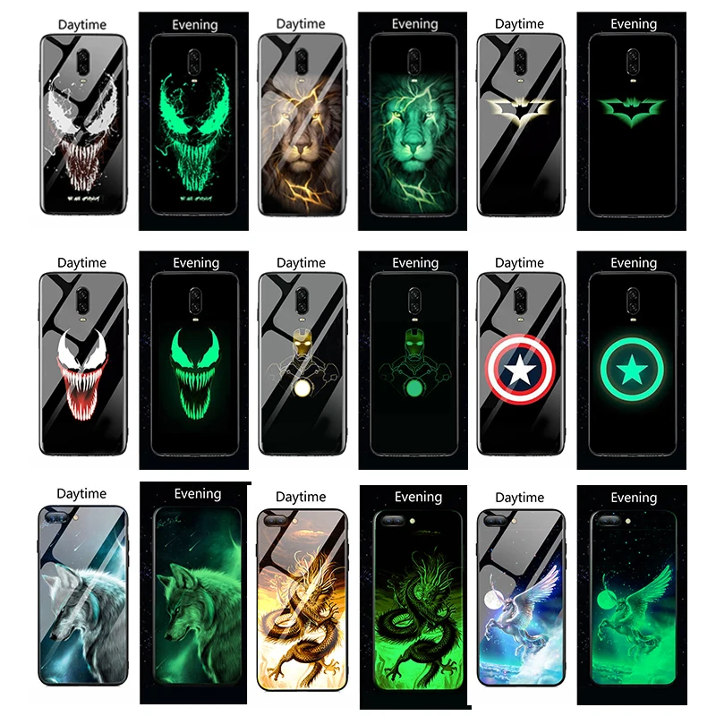 Светящиеся стеклянные Чехлы Wolf Venom для One plus 8 7 Pro 1 + 7T 6 Deadpool задняя крышка Oneplus 6T