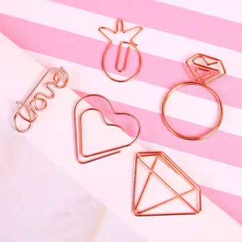 

5PCS/Pack Lovely Stationery Love Diamond Folder For Memo Ticket Creative School Cute sl1759 Metal Paper Clip