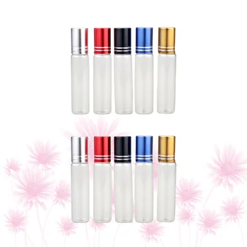 

10Pcs 10ml Transparent Roller Ball Bottles Essential Oil Subpackaging Bottle Rolling Ball Bottles (Golden, Silver, Black, Blue,