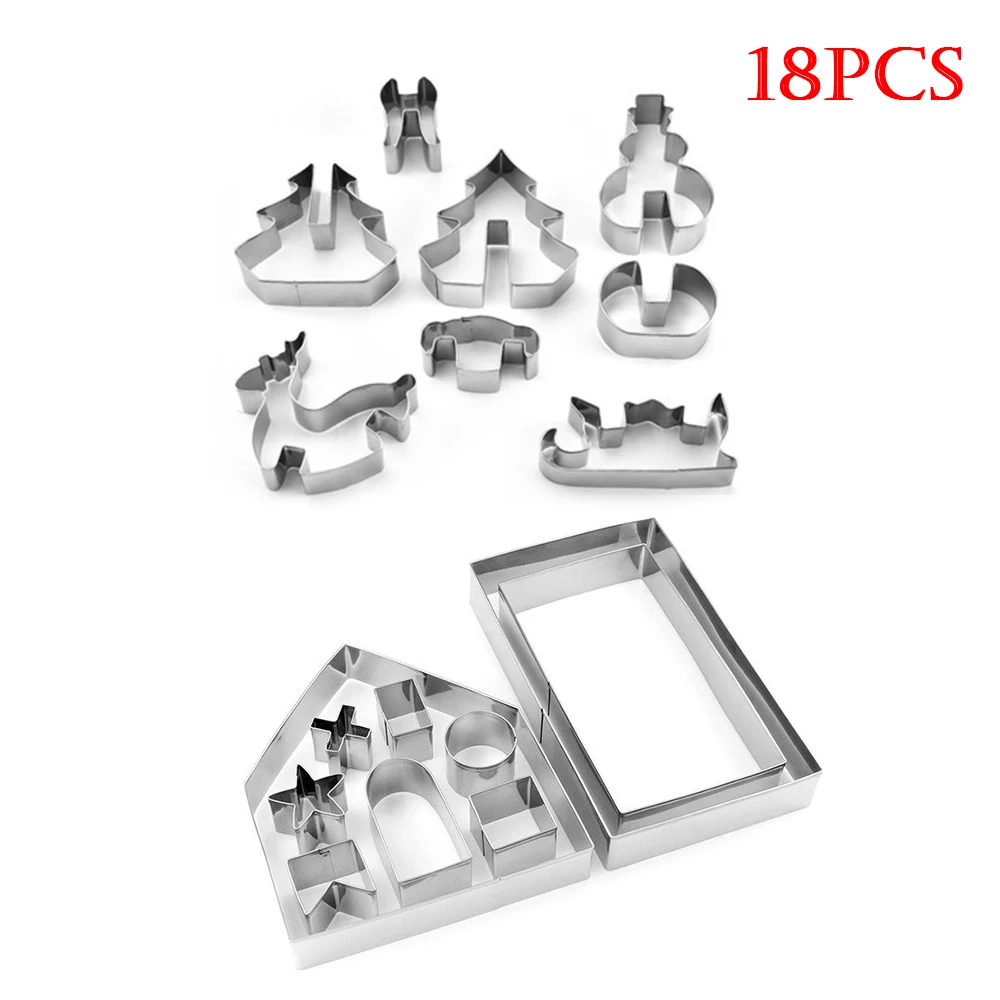 18pcs Прочный Пряничный дом форма Ангел олень Снеговик 8 шт/10 шт/18 шт нержавеющей стали «Рассвет Справедливости» формы - Цвет: 18pcs
