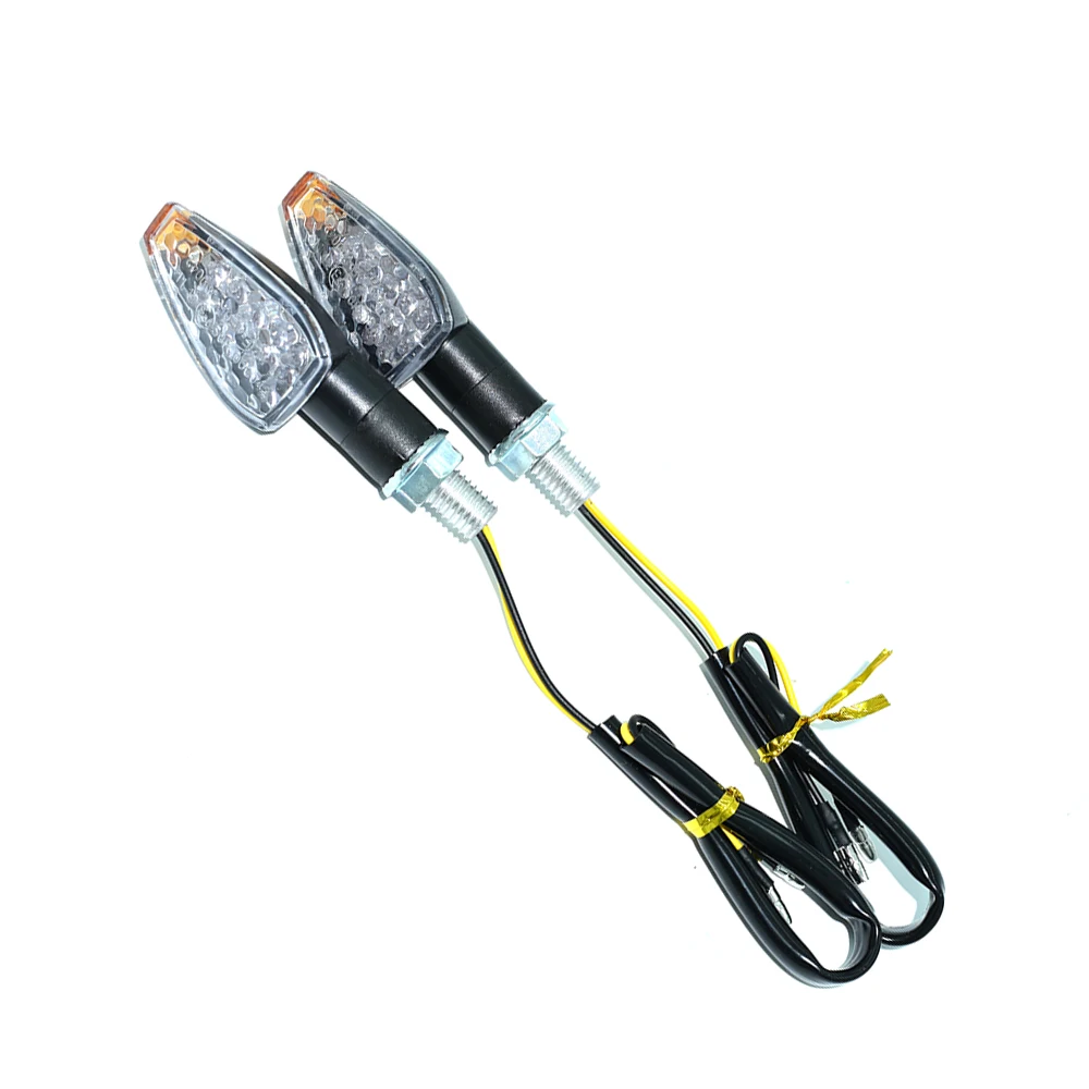 12V короткие мотоциклетные указатель поворота светильник 15 светодиодный мигающий Янтарный мигалки лампы для Yamaha Suzuki Honda Kawasaki