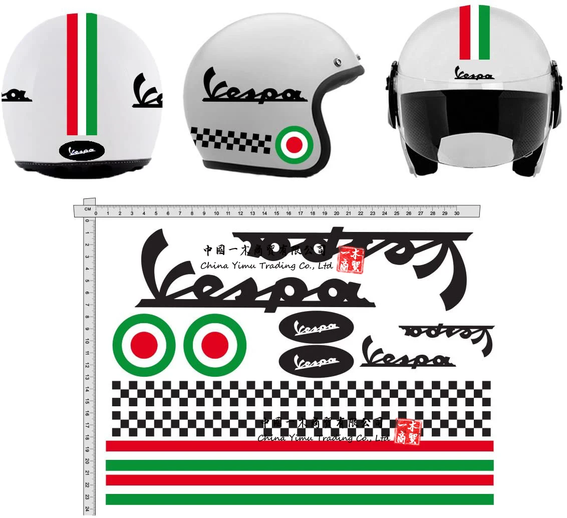 straal vergeetachtig Stadium Helmet stickers Suitable for GamesMonkey Helmet Casco Kit Vespa Rosso ROT  Italia helma Viny Polished black|Car Stickers| - AliExpress