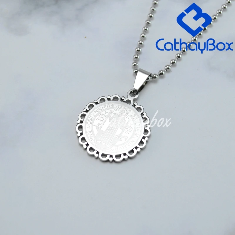 Цепочка с подвеской Святого Бенедикта из нержавеющей стали длина 60 см|necklace