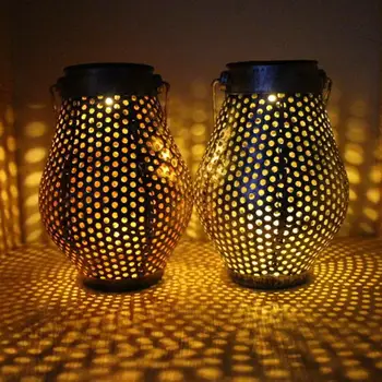 

1pc Solar Powered Lantern Creative Hollow-Out Iron Art Decorative Light Hanging Lamp Night Light For Patio Outdoor Garden