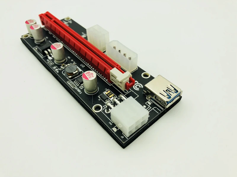 VER009S PCI Express PCIE PCI-E Riser Card 009s Molex 6Pin to SATA Power Supply USB 3.0 Cable 1X 16X Extender Adapter LED Mining
