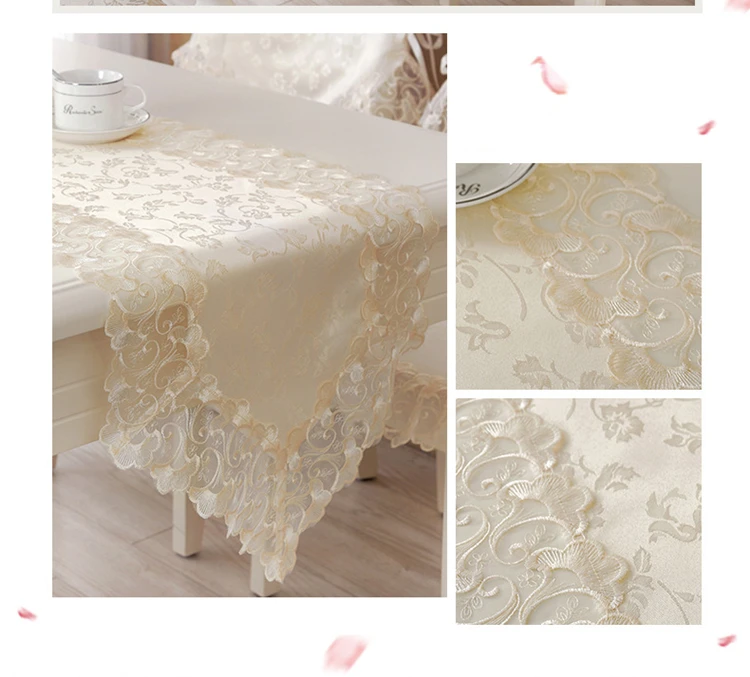 Super Promo 3f5f Elegant Lace Embroidery Table Runner For