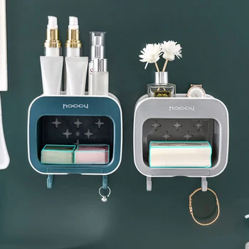 

Bathroom Drain Soap Dish High Capacity Toilet Storage Box Wall Mounted Non-slip Soap Box Creativity Bathroom Accessories