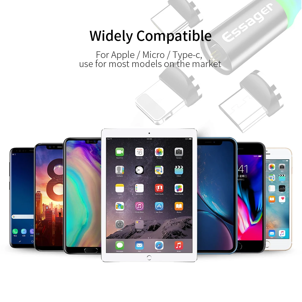 Магнитный usb-кабель Essager для iPhone Магнитный зарядный шнур type C mi cro usb-кабель для Xiaomi mi 9 8 samsung S10 S9 S8 S7