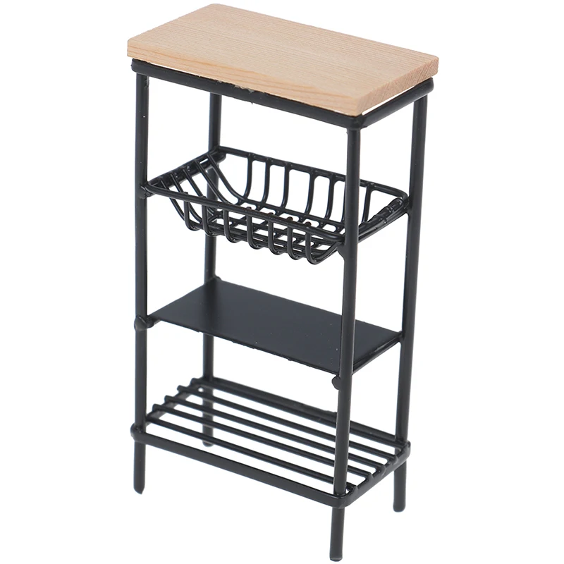 1 Pc 1:12 Doll House Accessories Mini Black Kitchen Side Cabinet Miniature Display Shelf Dining Kids | Игрушки и хобби