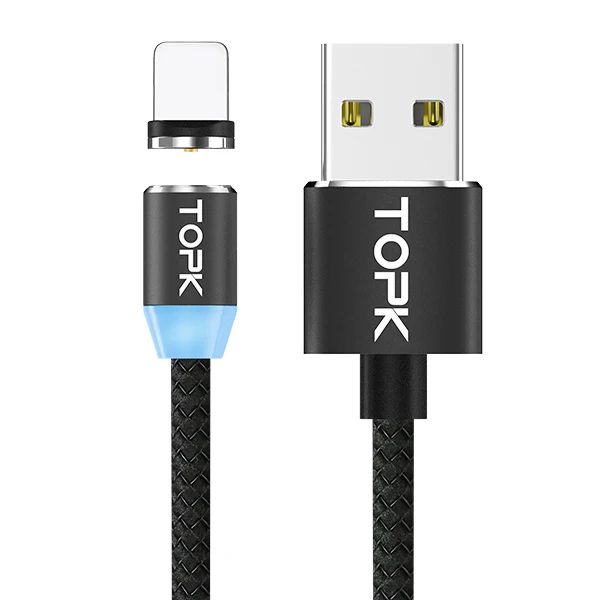 Moucit AM17 1 м светодиодный магнитный usb-кабель для iPhone Xs Max 8 7 6 и USB type C кабель и Micro usb кабель для samsung Xiaomi LG USB C - Цвет: Черный