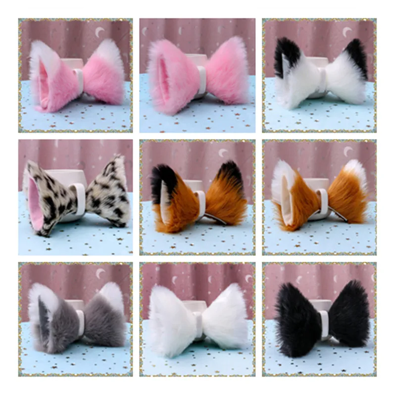 Ручной работы аниме Neko костюм заколка для волос Лолита Косплей Плюшевые лиса
