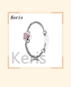 

100% 925 silver sterling 1:1 authentic classic 197191pcz pink spirited heart exquisite female wedding ring jewelry