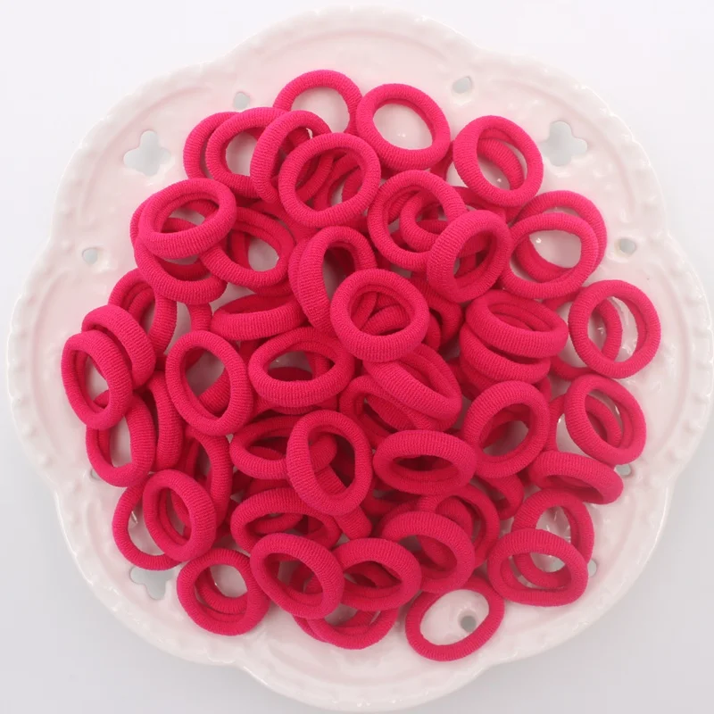Rose red 100 шт./лот, новые полосатые милые Стильные Детские эластичные резинки для волос, 6 видов цветов, Детские аксессуары для волос для девочек Q987 - Цвет: Rose red
