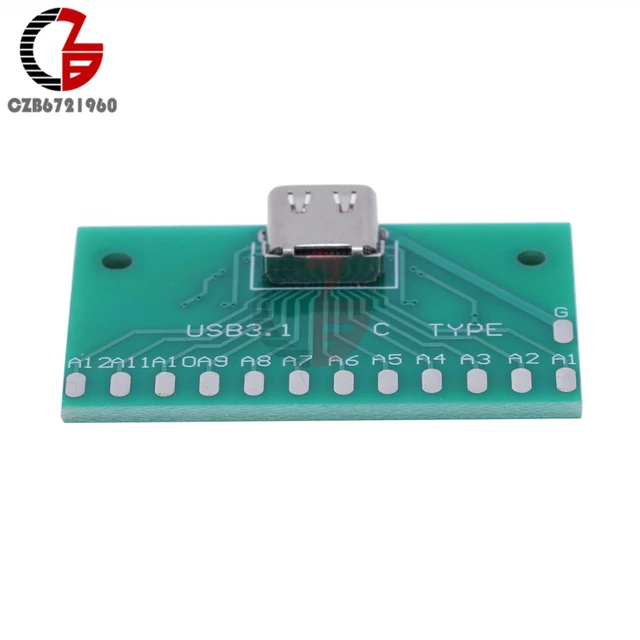 Type-c Usb3.1 Female Connector Adapter Test Board Usb 3.1 24p 24pin Socket  Base Pcb Board For Arduino Usb 2.0 Diy - Connectors - AliExpress