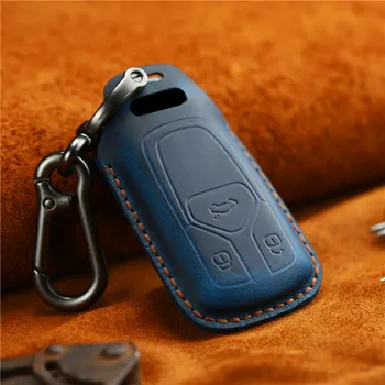 

Leather Car Key Covers for Audi A4 new A4L A5 A6L QT S5 S7 Q7 TTS Car Key Case Keychain Accessories Car Styling Protection Ring