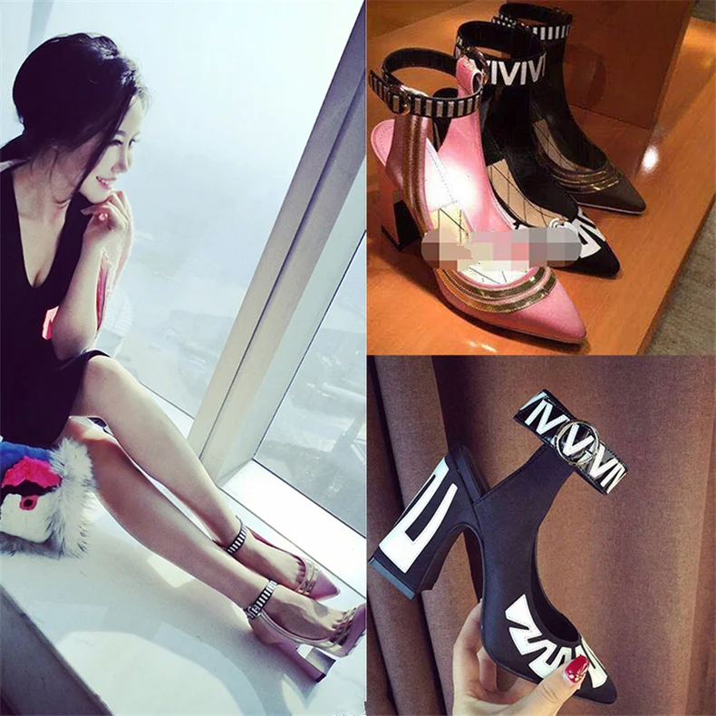 New Arrival Woman Shoes Pointed Toe Zapatos Mujer Slingback Woman Gladiator Wedding Party Dress Office Pumps Woman Buckle