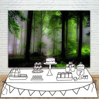 

Vinyl Redwood Tree Photography Background Jungle Tropical Mysterious Forest Trees Photo Backdrop Fairy Tale Princess Backdrops