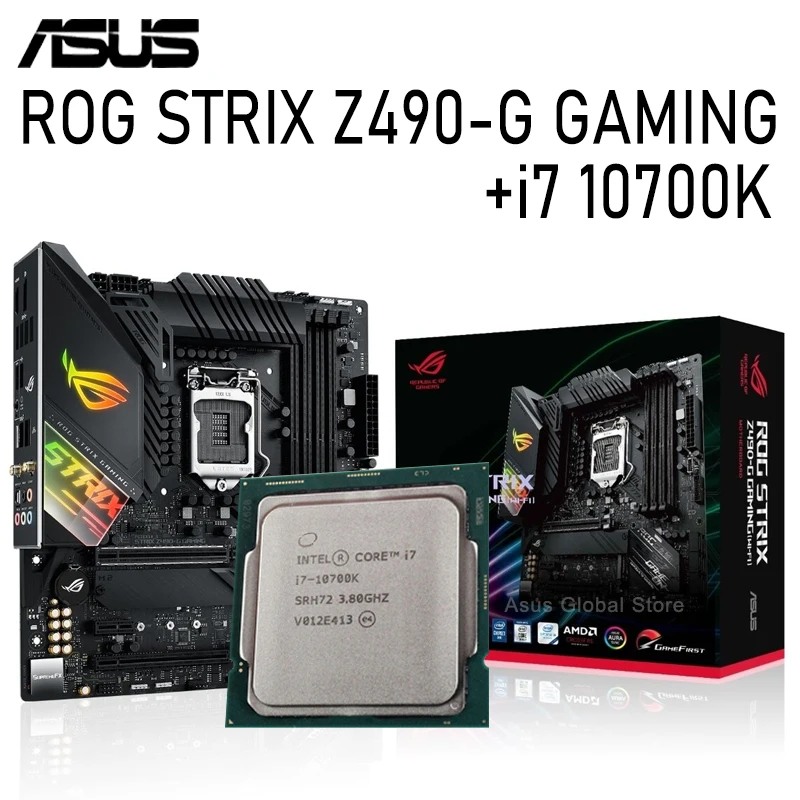 1200 Asus ROG STRIX Z490-G GAMING WiFi с Intel Core i7 10700K материнская плата Combo Gaming Placa-MOM Kit Z490 CPU |