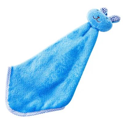 blue Прямоугольный Детский коралловый бархатный носовой платок с мультяшным Кроликом, кухонный подвесной абсорбирующее банное полотенце, сухой Детский носовой платок - Цвет: blue