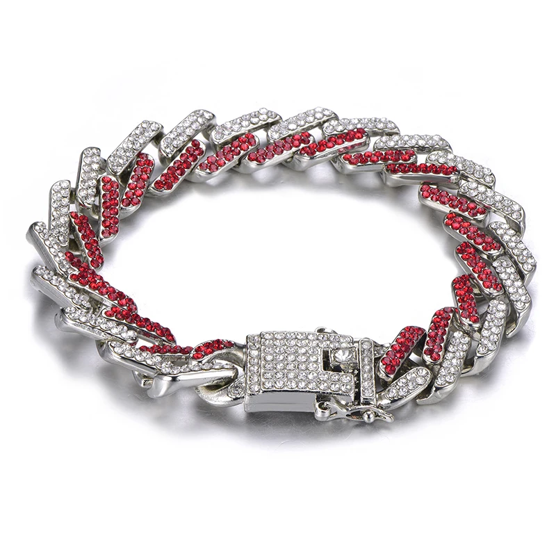 13 мм Bling Iced Out полный горный хрусталь браслет геометрический AAA CZ камень кубинские цепи браслеты для мужчин хип хоп ювелирные изделия