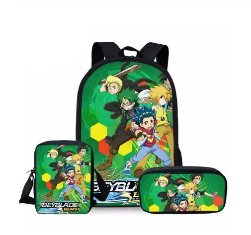 Лидер продаж Beyblade Burst игра 3 шт. набор печатных Человек Большой Рюкзак Ортопедические школьные сумки Beyblade Burst игра школьная сумка подарки - Цвет: as picture