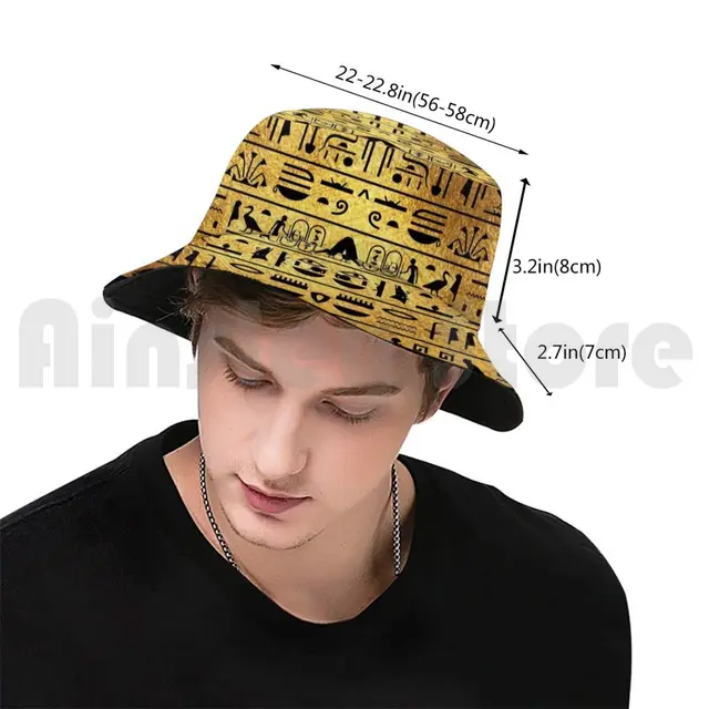 Gold And Black Hieroglyphics Sun Hat 