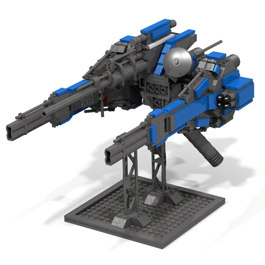

740Pcs STEM MOC Large External Equipment Raptor System Model Small Particle Building Blocks Educational Toy Set - Blue White