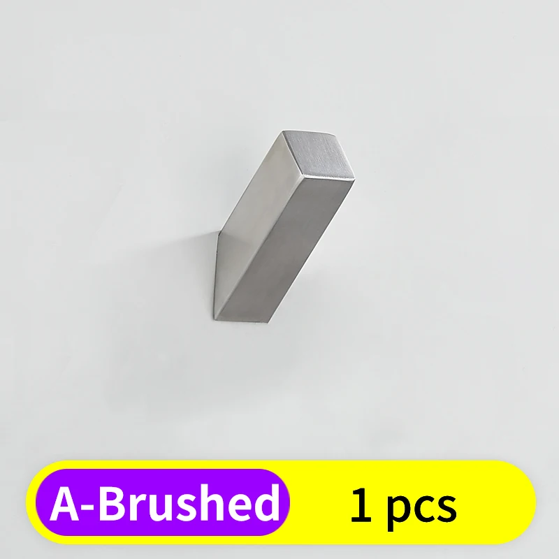 A-Brushed-1 pcs Крючок для халата из черной нержавеющей стали, крючки для ванной, сумка для полотенец, крючки для одежды, настенные декоративные аксессуары для ванной комнаты - Цвет: A-Brushed-1 pcs