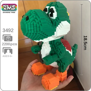 

ZMS 3492 Super Mario Yoshi Green Monster Animal 3D Model DIY Diamond Mini Building Small Blocks Bricks Toy for Children no Box